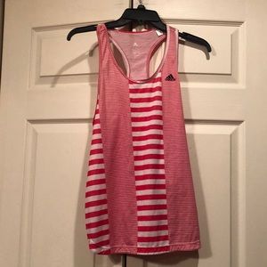 Adidas - Med - Climalite - Pink/White Stripe- Racerback Tank